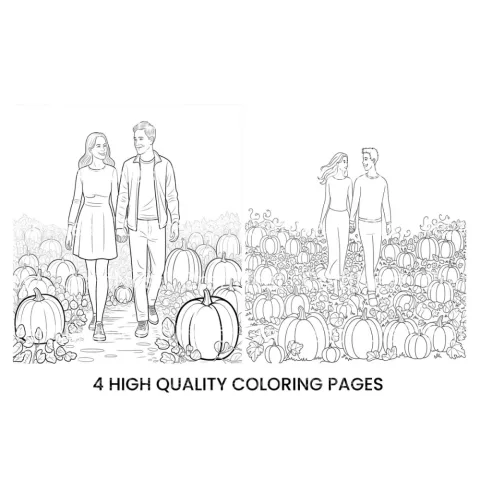 Couple Pumpkin Patch Coloring Books