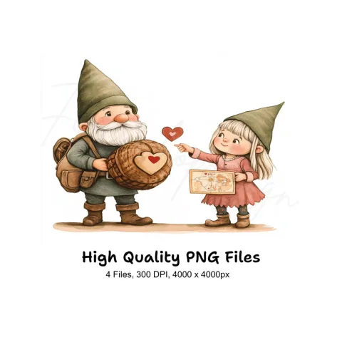 Cute Gnomes Valentine's Day Clipart Bundle