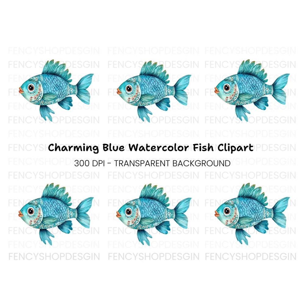 Blue Fish Clipart Bundle