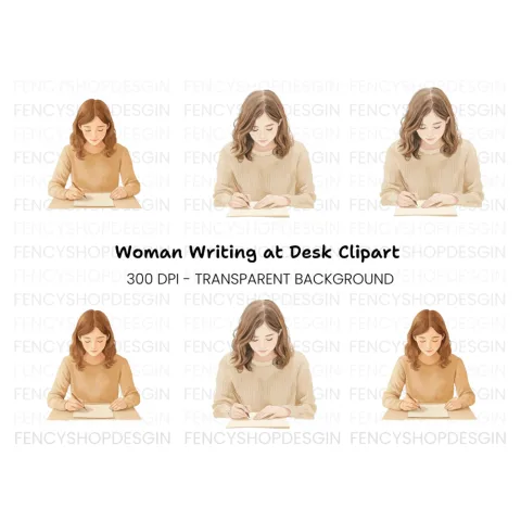 Creative Woman Writing Clipart Bundle