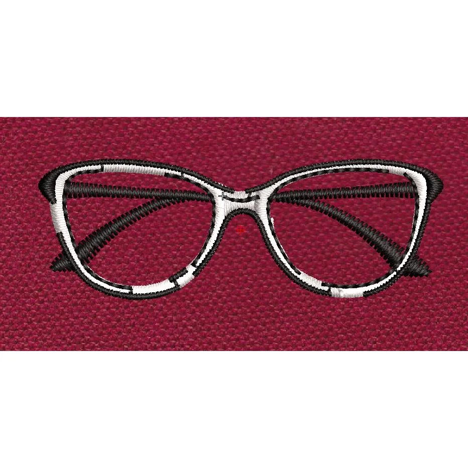 Cat Eye Glasses Retro Frame Embroidery Design