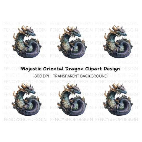 Majestic Eastern Dragon Clipart Bundle