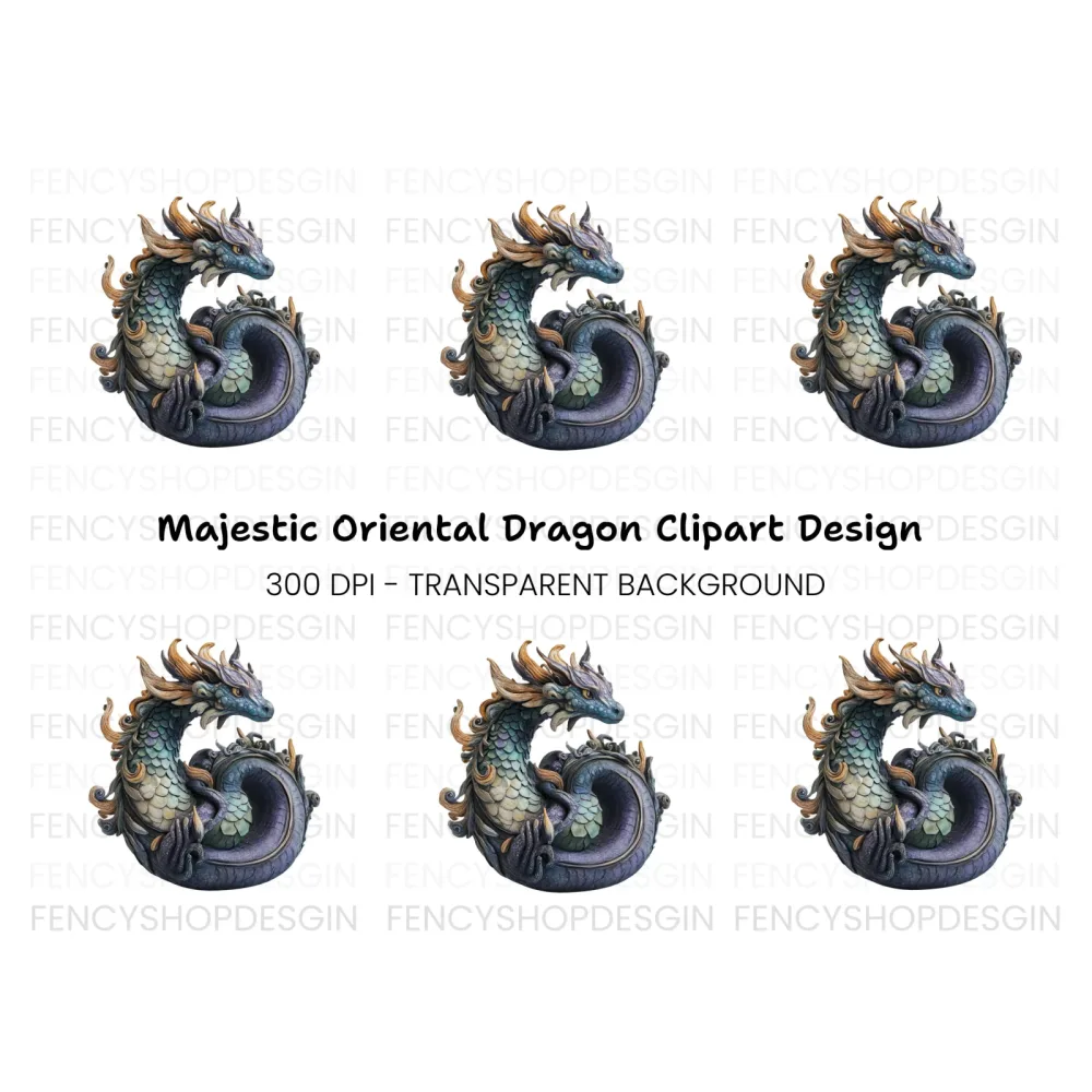 Majestic Eastern Dragon Clipart Bundle