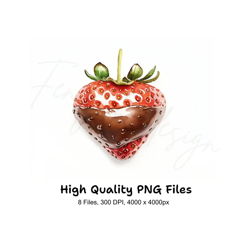 Chocolate Dipped Strawberry Clipart Bundle