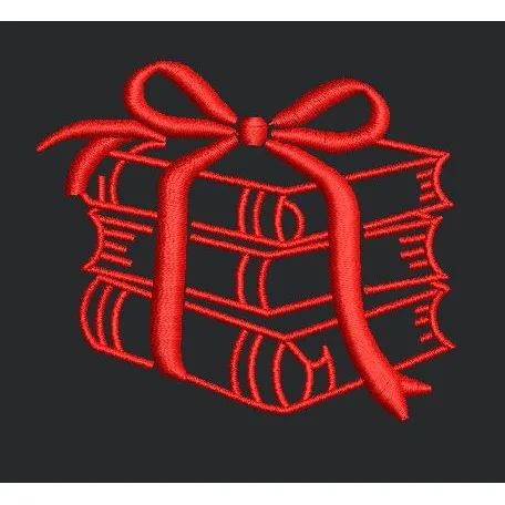 Books With Gift Ribbon Embroidery Design