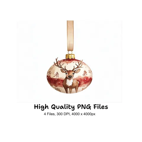 Christmas Reindeer Ornaments Clipart Bundle