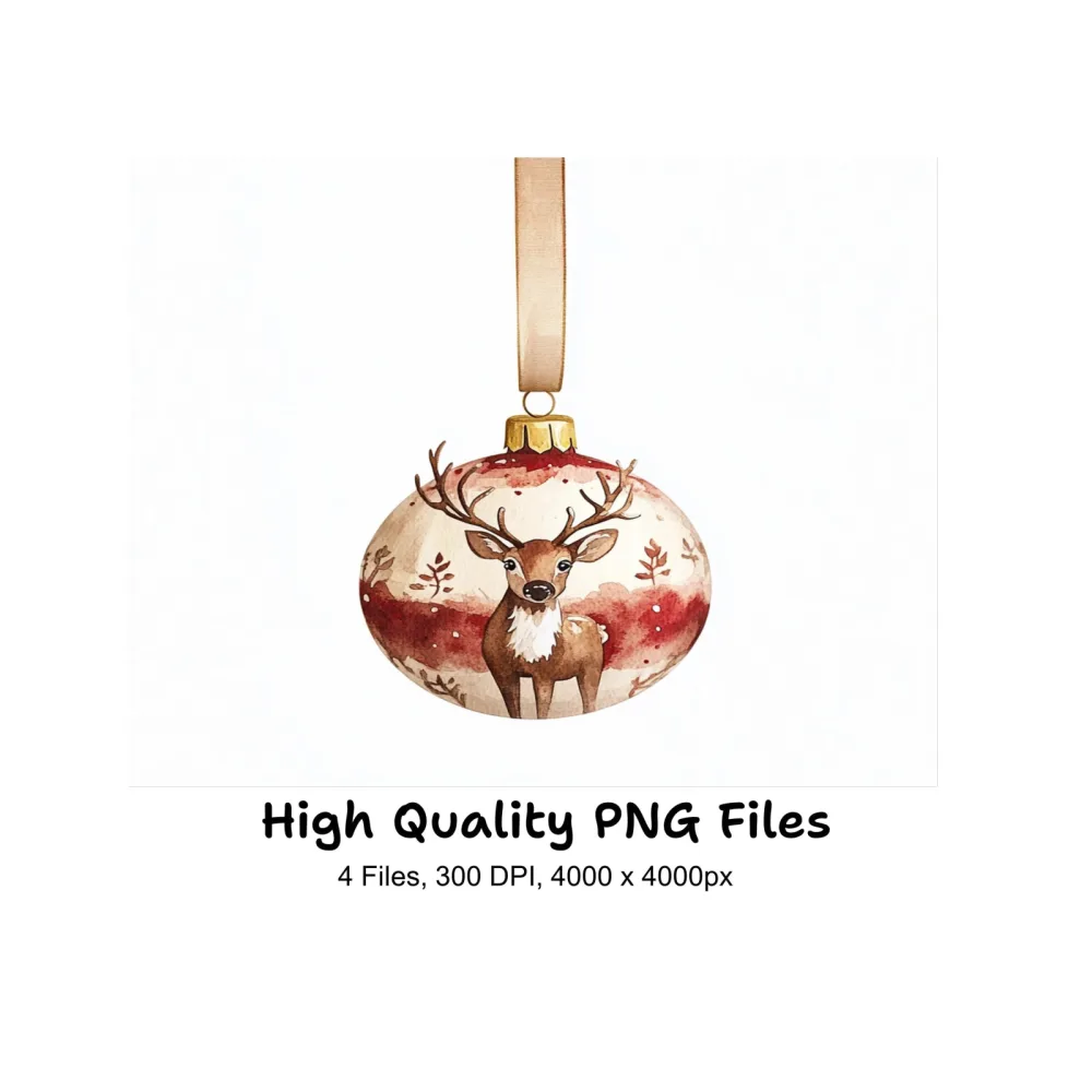 Christmas Reindeer Ornaments Clipart Bundle