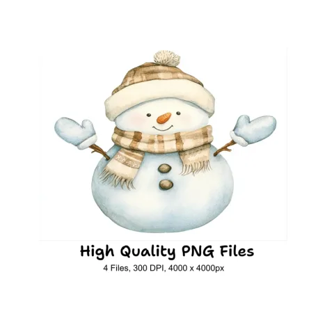 Warm Toned Snowman Clipart Bundle