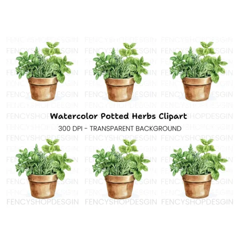 Herb Pot Clipart Bundle