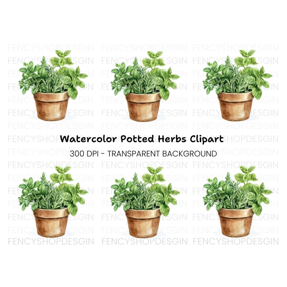 Herb Pot Clipart Bundle