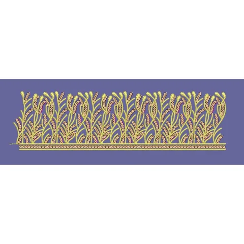 Wheat Stalks Floral Agricultural Border Embroidery Design
