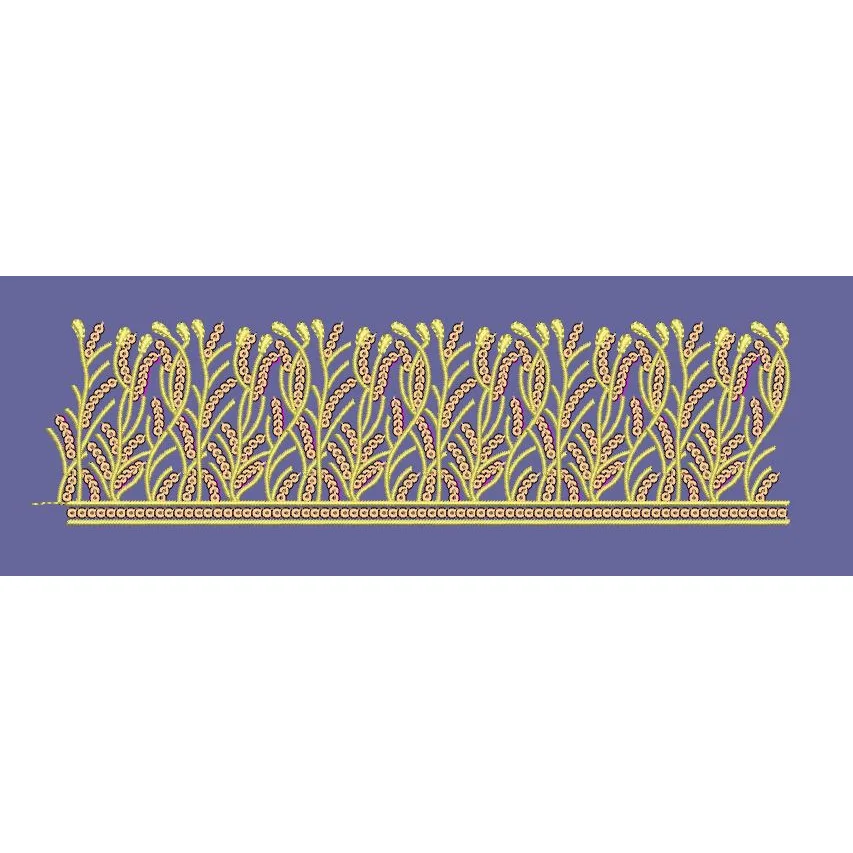 Wheat Stalks Floral Agricultural Border Embroidery Design