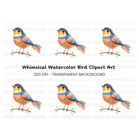 Charming Bird on Branch Clipart Bundle