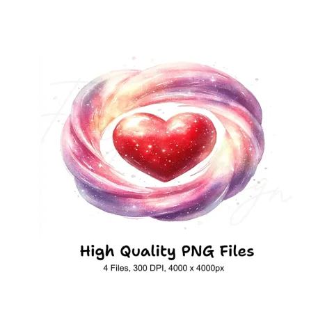 Cosmic Swirl Hearts Clipart Bundle