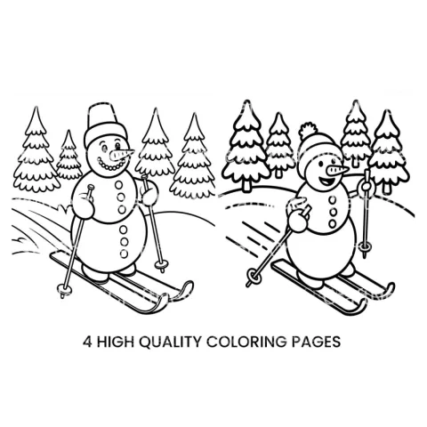 Snowman Skiing Winter Fun Coloring Books