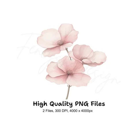 Pink Floral Clipart Bundle