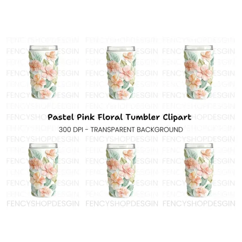 Charming Peach Floral Tumbler Clipart Bundle