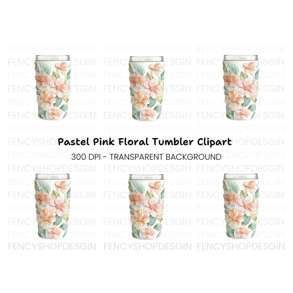Charming Peach Floral Tumbler Clipart Bundle