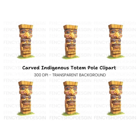 Native Totem Pole Clipart Bundle