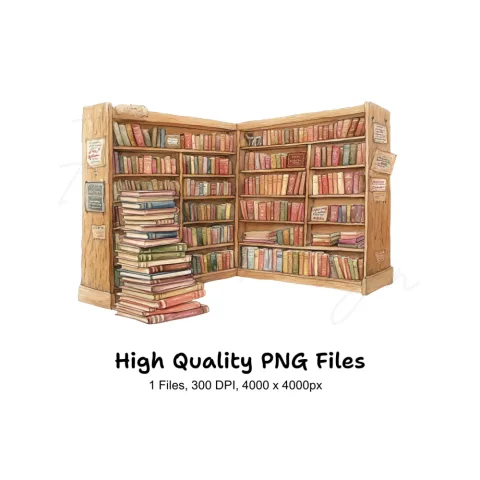 Cozy Corner Bookshelf Clipart Bundle