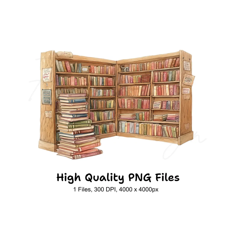 Cozy Corner Bookshelf Clipart Bundle