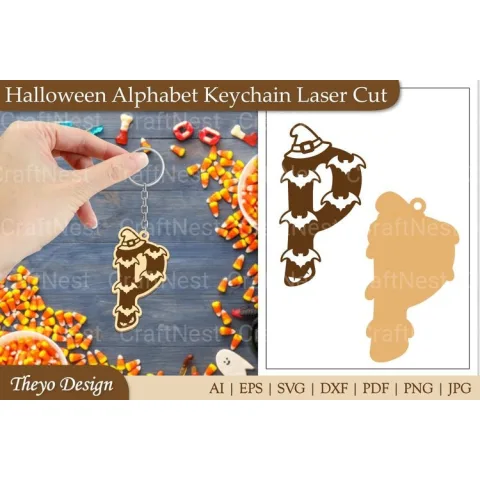 Halloween Keychain Alphabet SVG