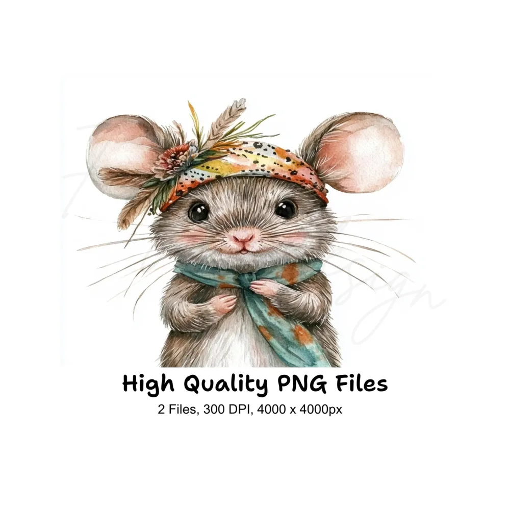 Boho Mouse Clipart Bundle