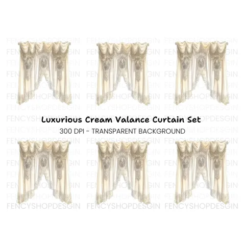 Elegant Lace Valance Curtain Clipart Bundle