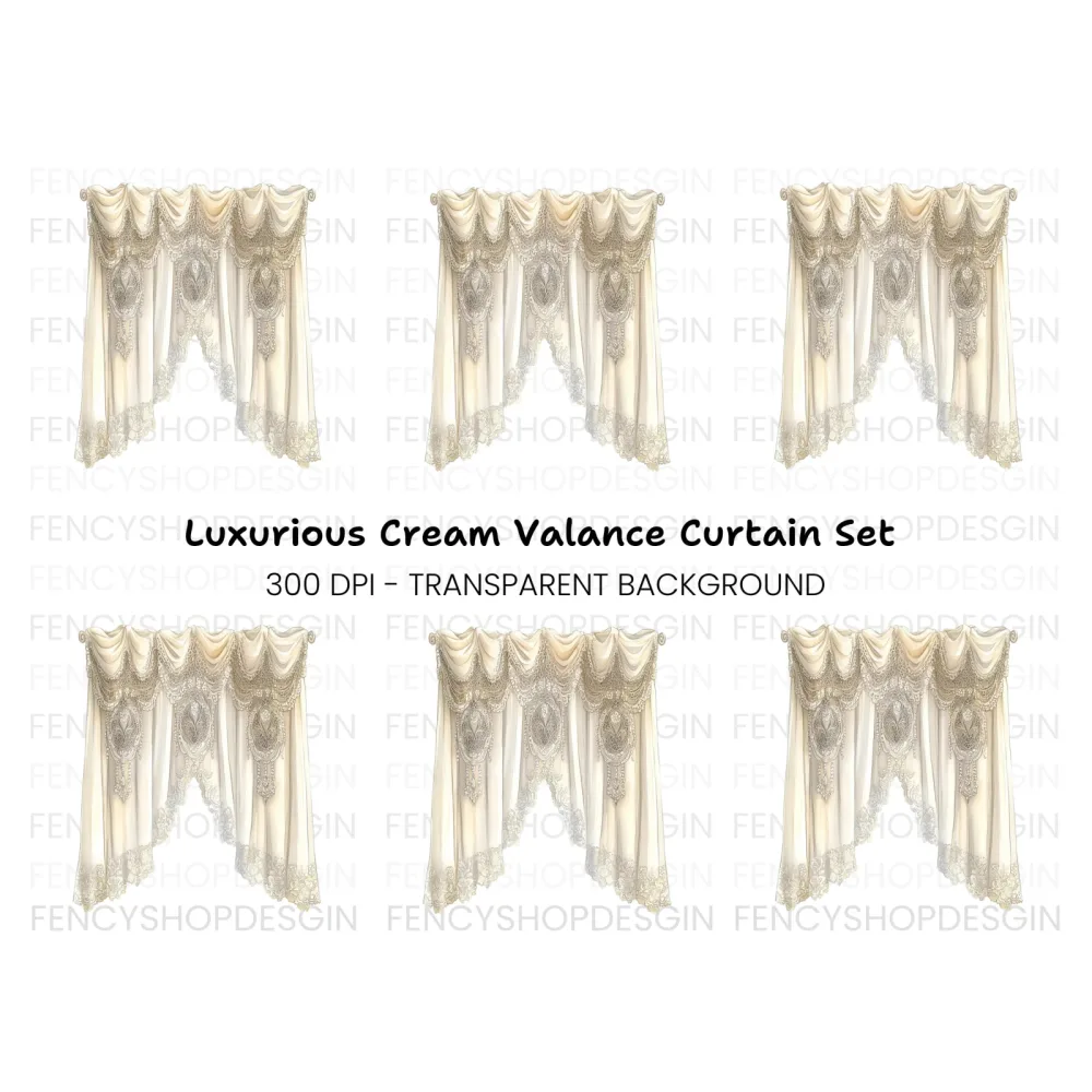 Elegant Lace Valance Curtain Clipart Bundle