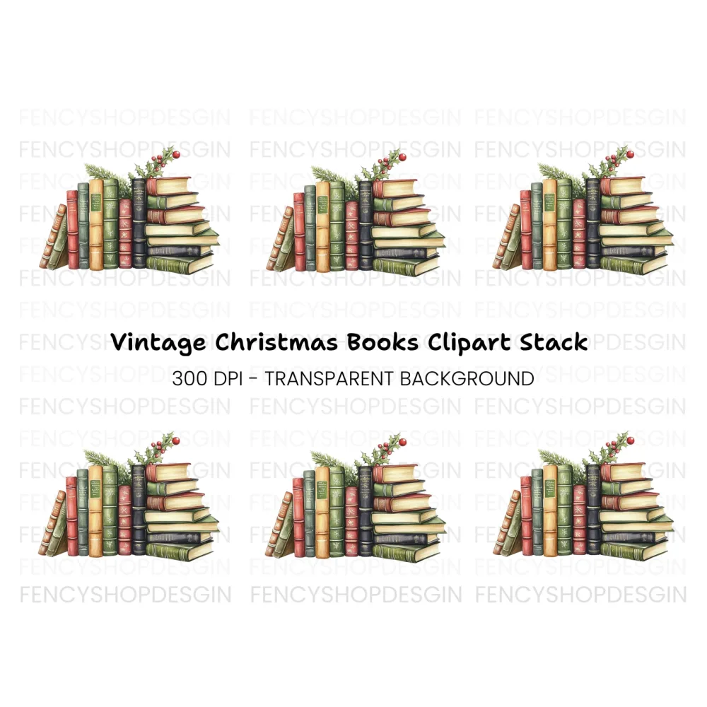 Festive Christmas Book Clipart Bundle