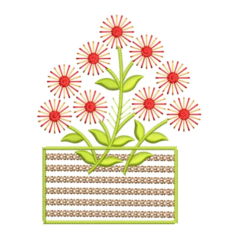 Flower Basket Embroidery Design