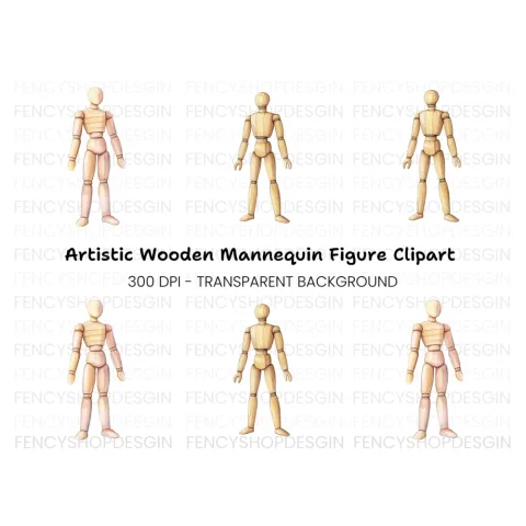 Articulated Wooden Mannequins Clipart Bundle