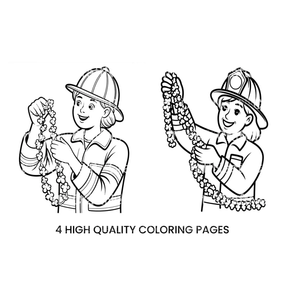 Firefighter Decorating Christmas Tree Coloring Books
