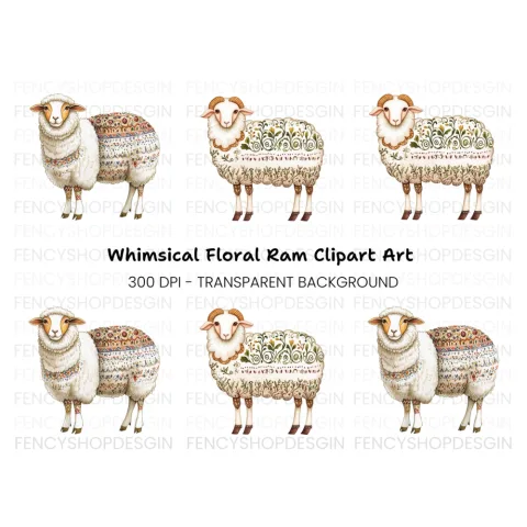 Intricate Patterned Sheep Clipart Bundle