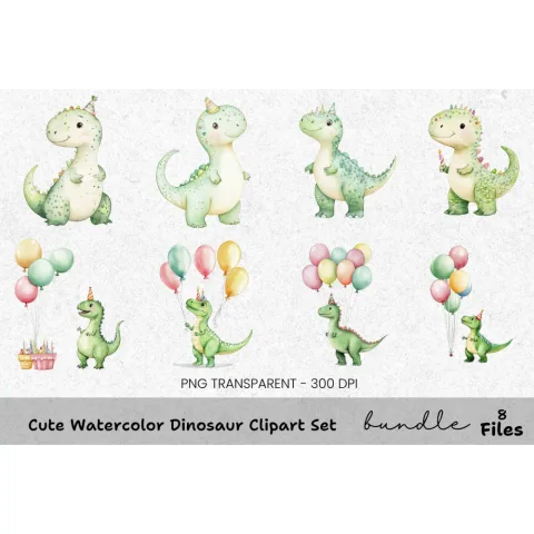 Cute Dinosaur Clipart Bundle