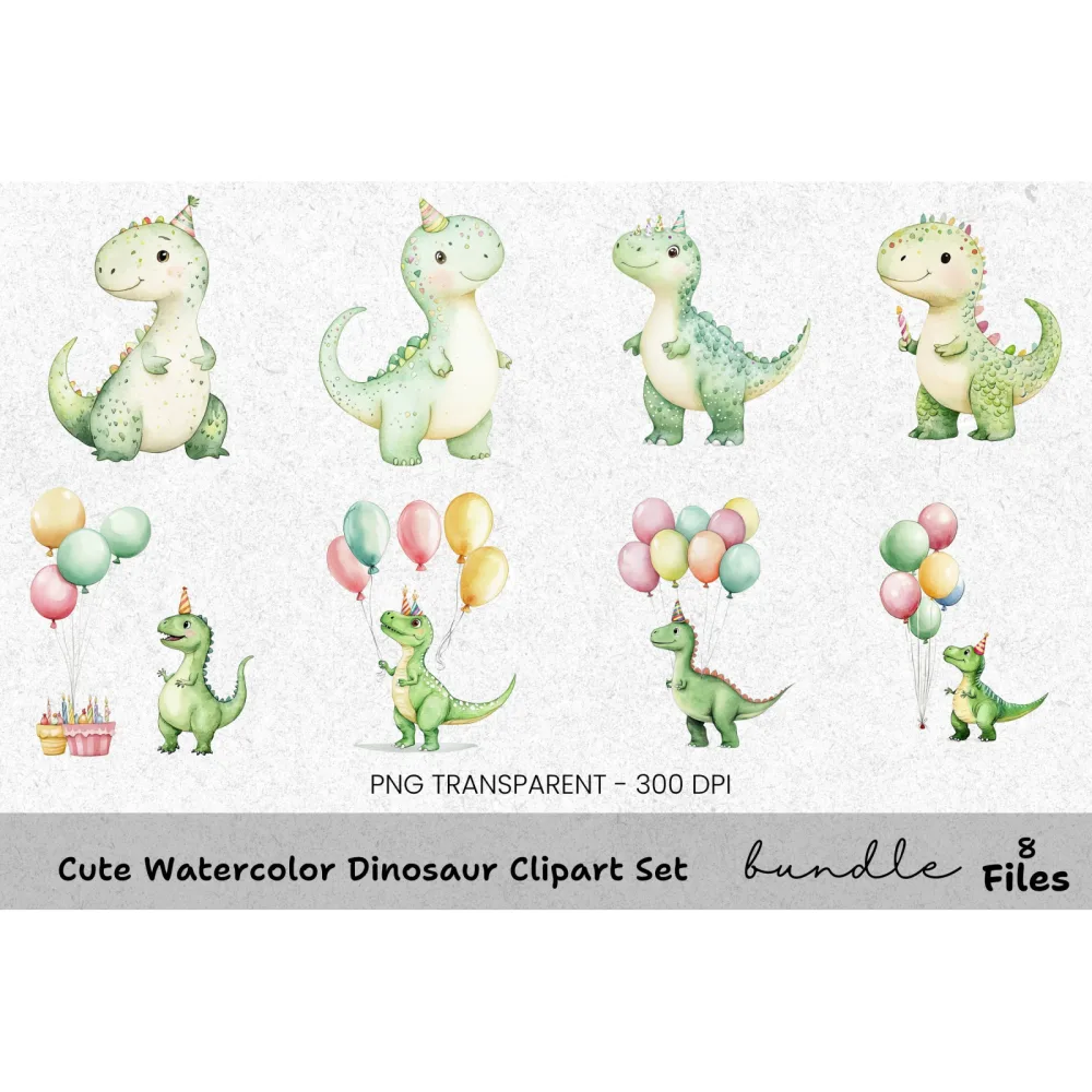 Cute Dinosaur Clipart Bundle