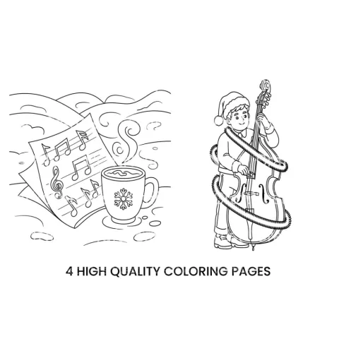 Christmas Double Bass Player Coloring Books