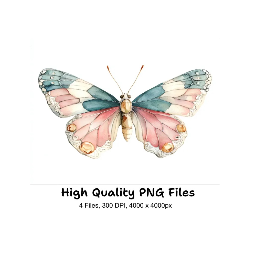 Vintage Stained Glass Butterfly Clipart Bundle