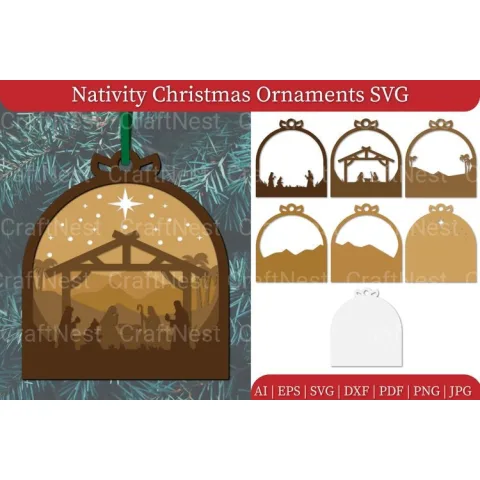 Nativity Christmas Ornament SVG