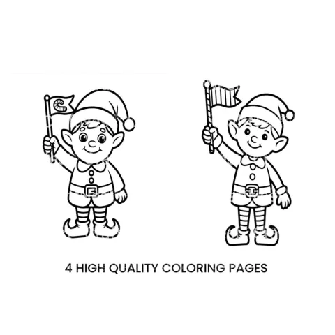 Christmas Elf with Flag Coloring Books