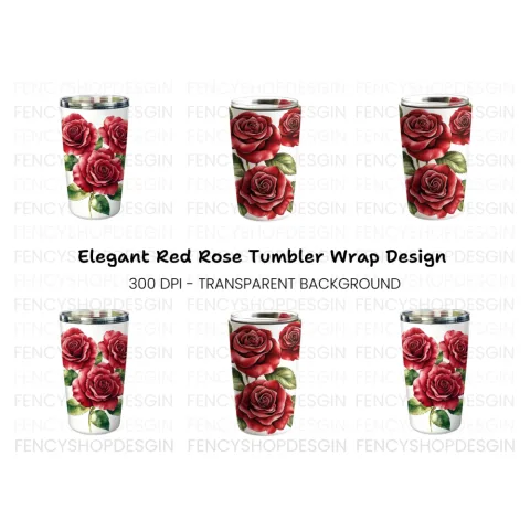 Elegant Red Roses Tumbler Clipart Bundle