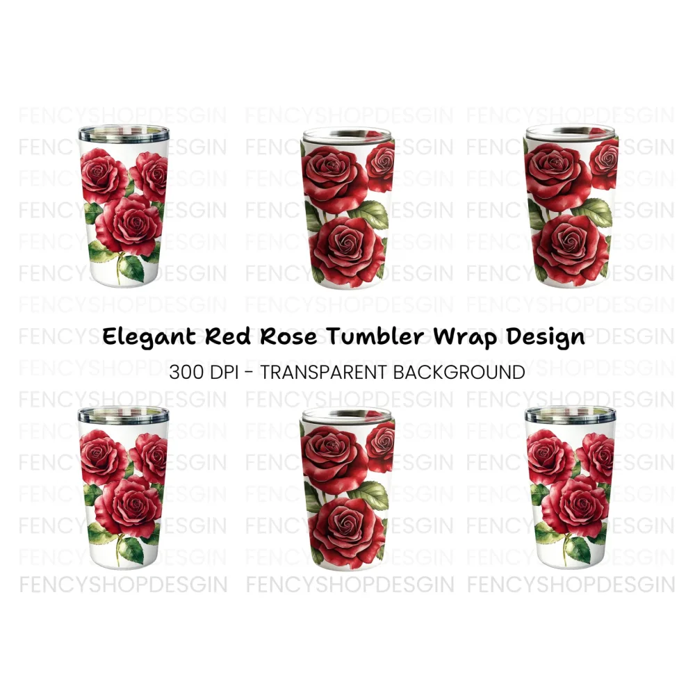 Elegant Red Roses Tumbler Clipart Bundle