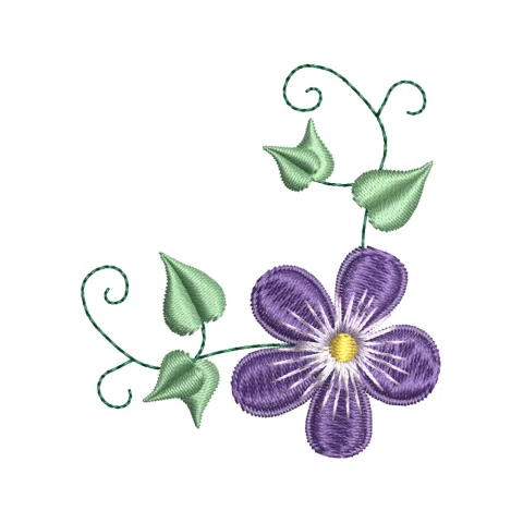 Blue Flower Embroidery Design