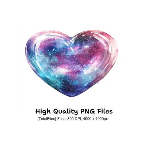 Galaxy Hearts Clipart Bundle
