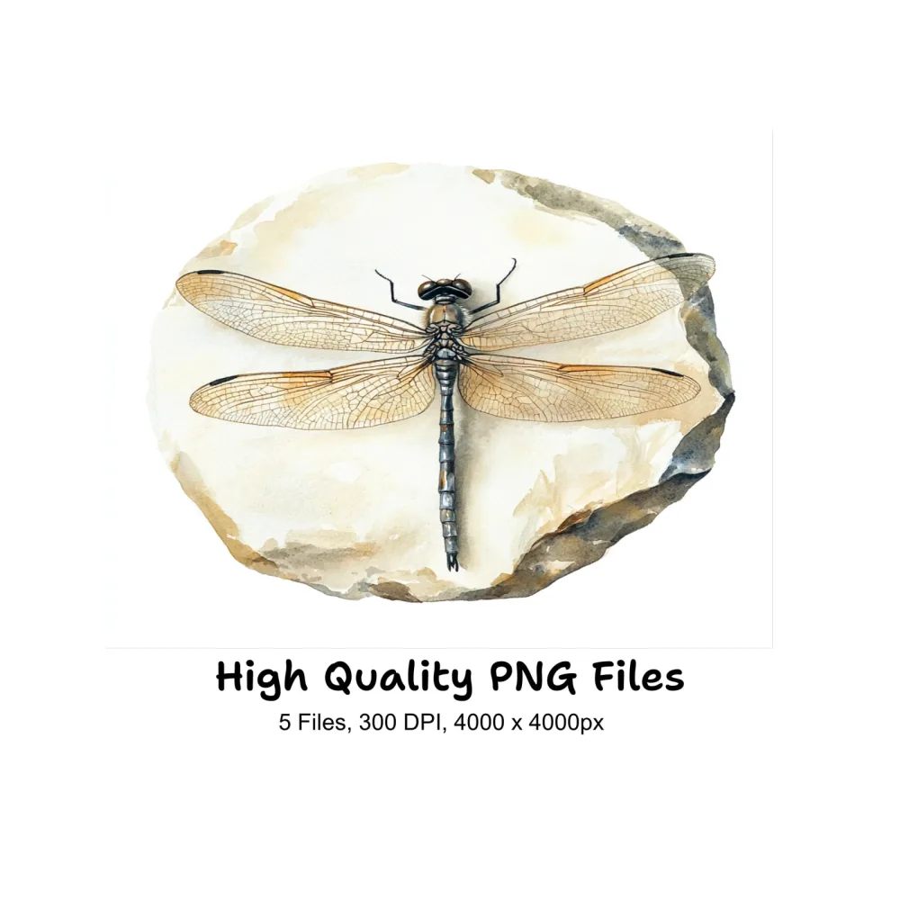 Dragonfly on Stone Clipart Bundle