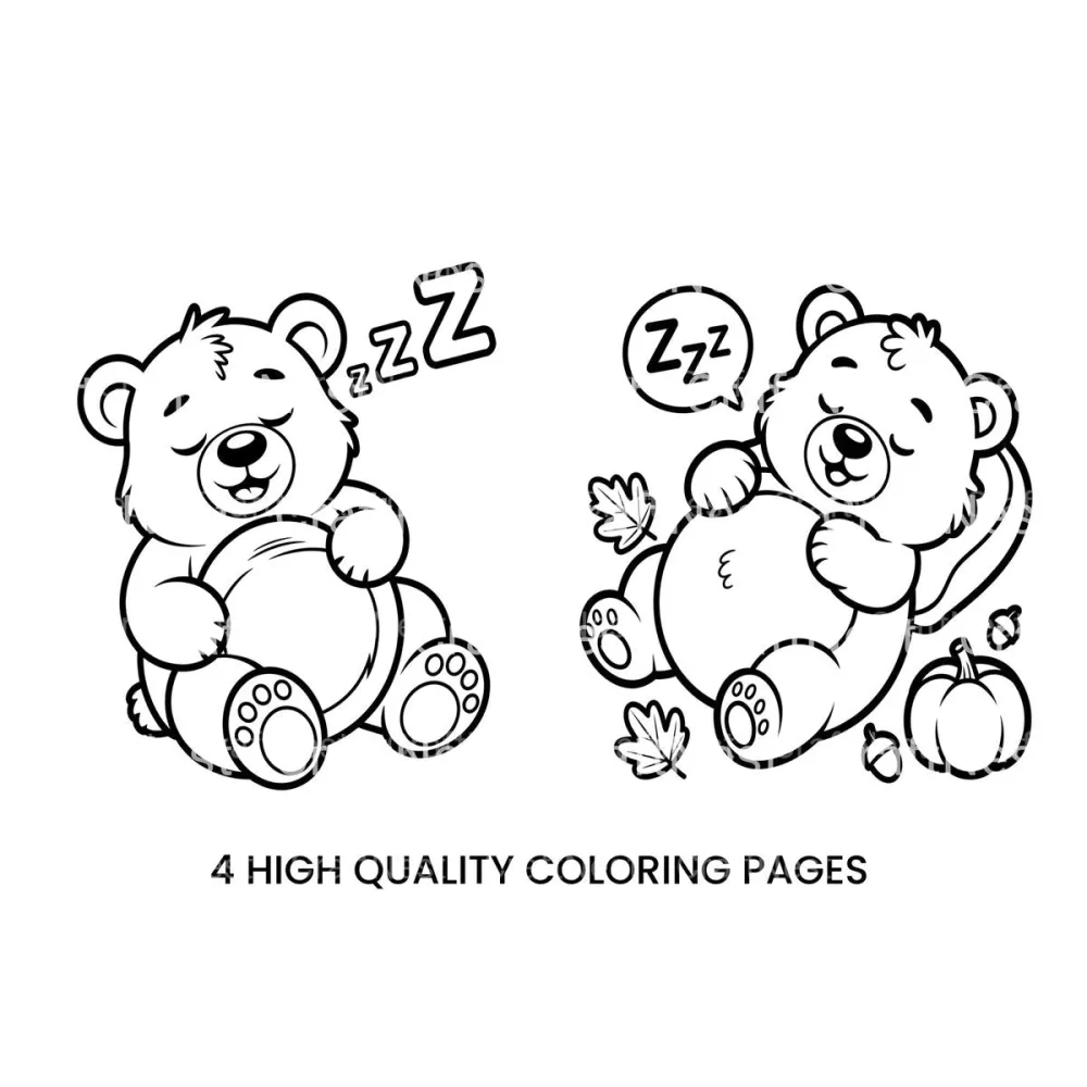 Cute Sleeping Bear Coloring Books