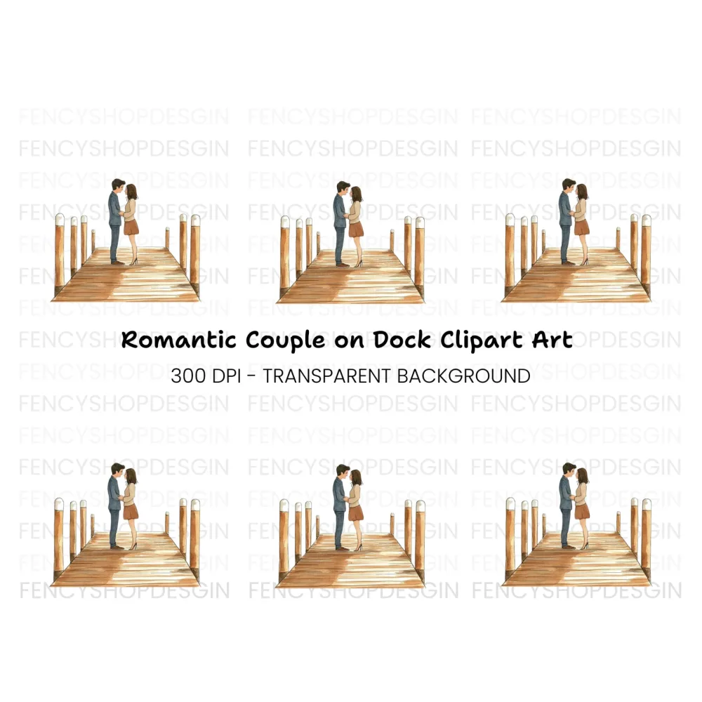 Couple Holding Hands on Pier Clipart Bundle