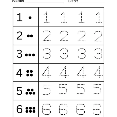 Numbers 1 18 Tracing Practice