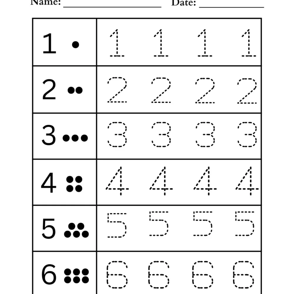 Numbers 1 18 Tracing Practice