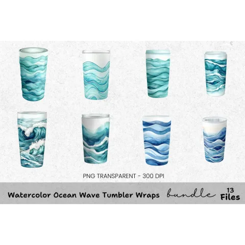 Ocean Wave Tumbler Clipart Bundle